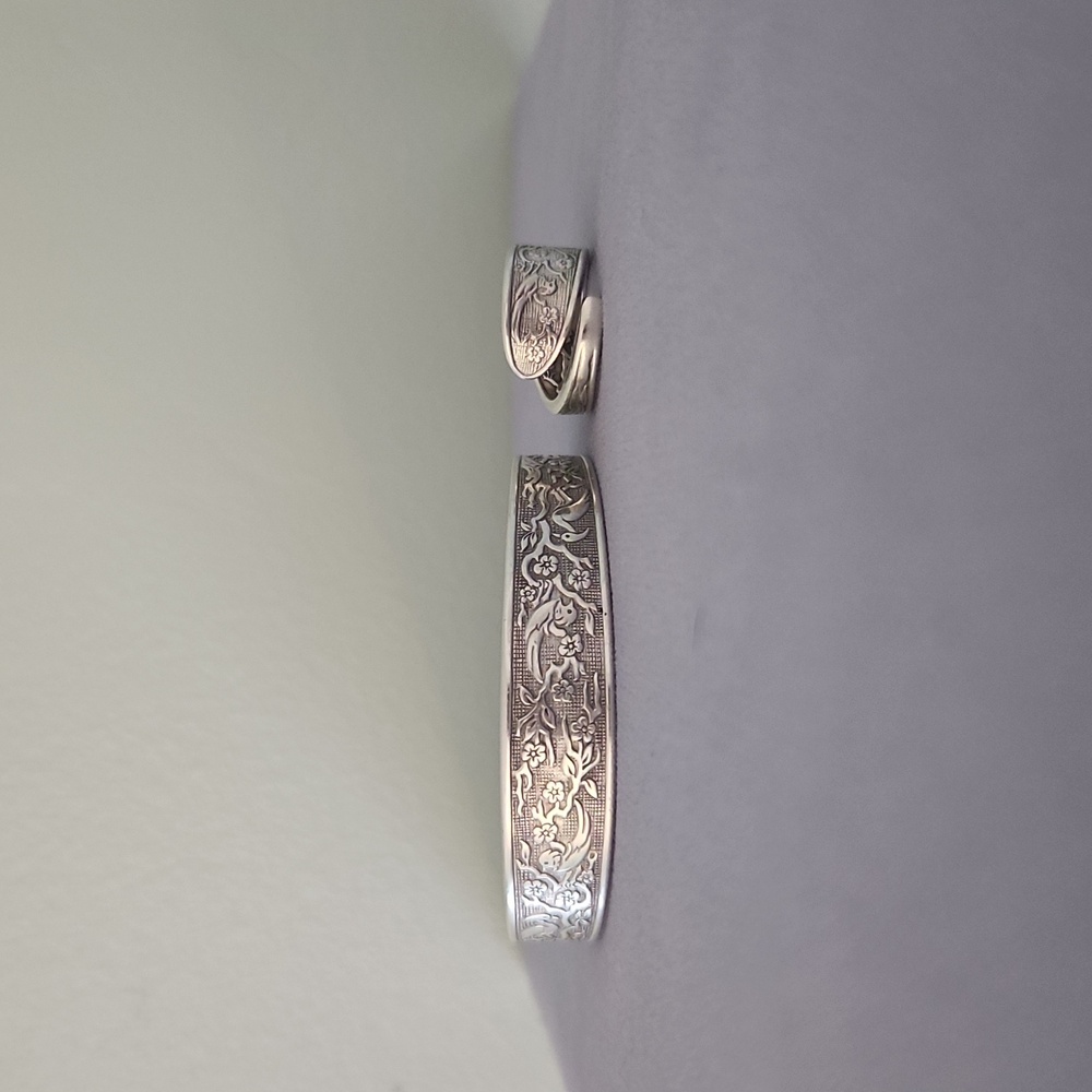 Reed & Barton Sterling Birds and Branches Vintage Ring and Bracelet Set Size 5-6
